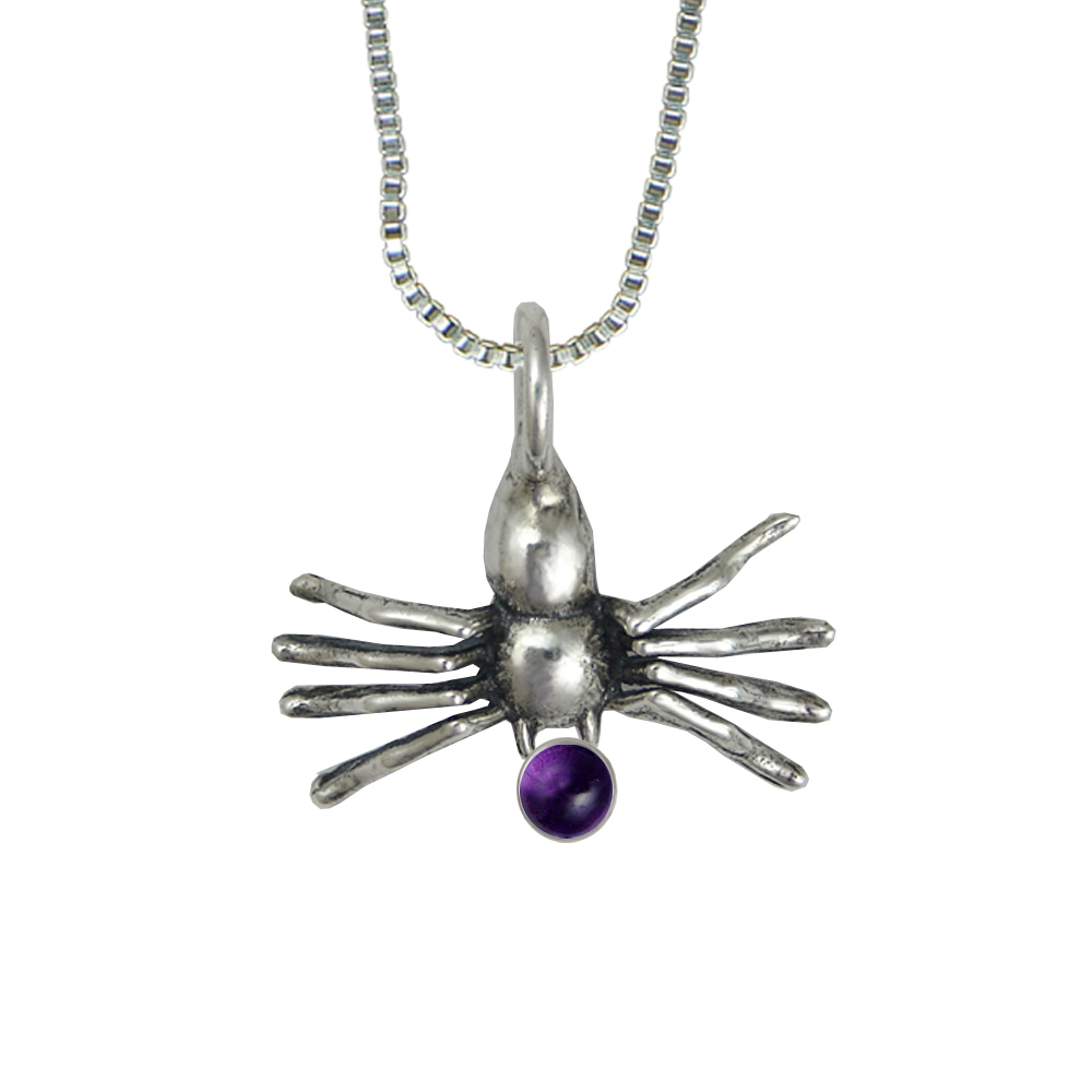 Sterling Silver Sassy Little Spider Pendant With Amethyst